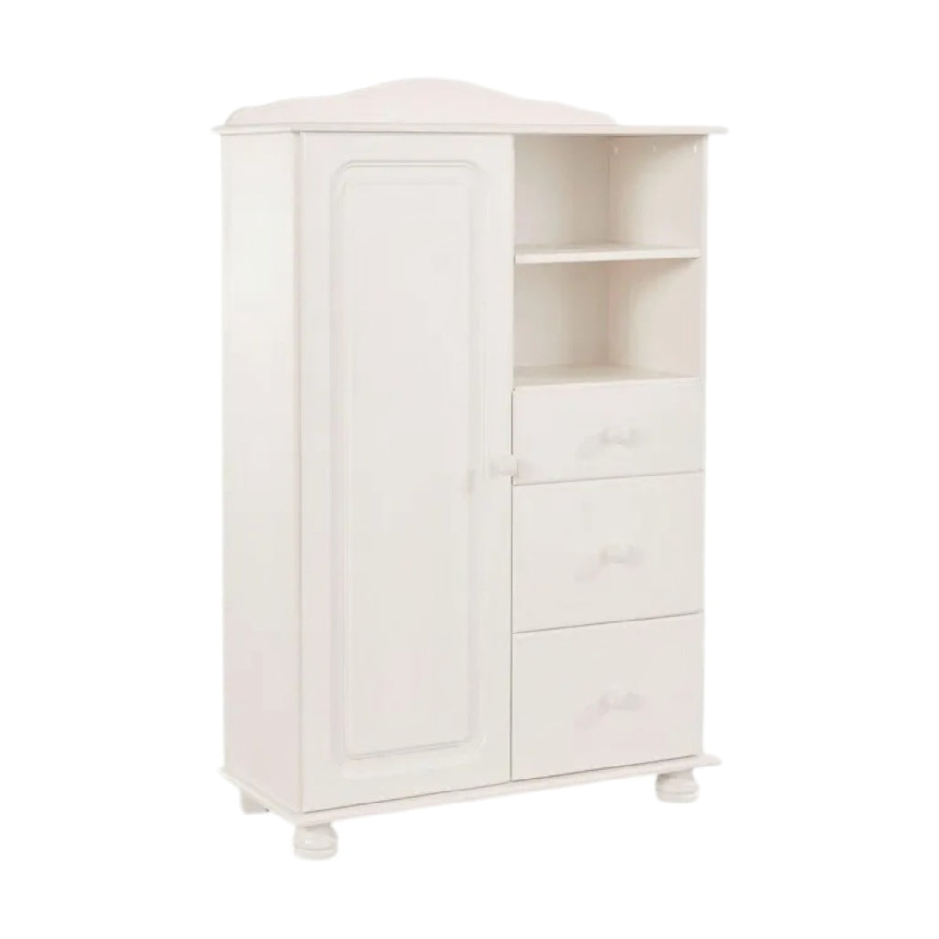 **Armoire blanche en bois avec étagères et tiroirs**