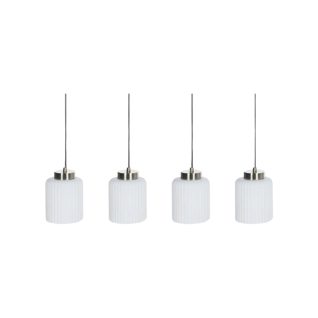 **Suspensions en verre blanc à motifs rayés - 4 unités**