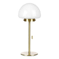 **Lampe de Table en Verre Opale avec Base en Métal Doré**