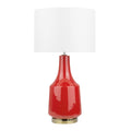 **Lampe de table en céramique rouge avec abat-jour blanc**